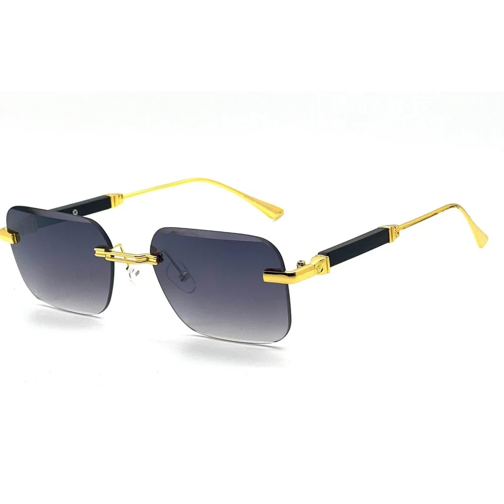 Luxury Rimless Gradient Square Sunglasses Gold Trim Men's Fashion‎ Eyewear Chic